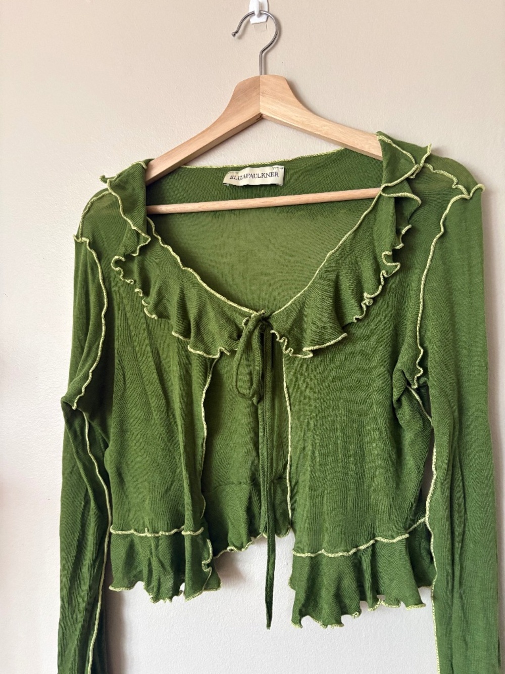 Eliza Faulkner Made in Canada Frilly Cardigan with Tie